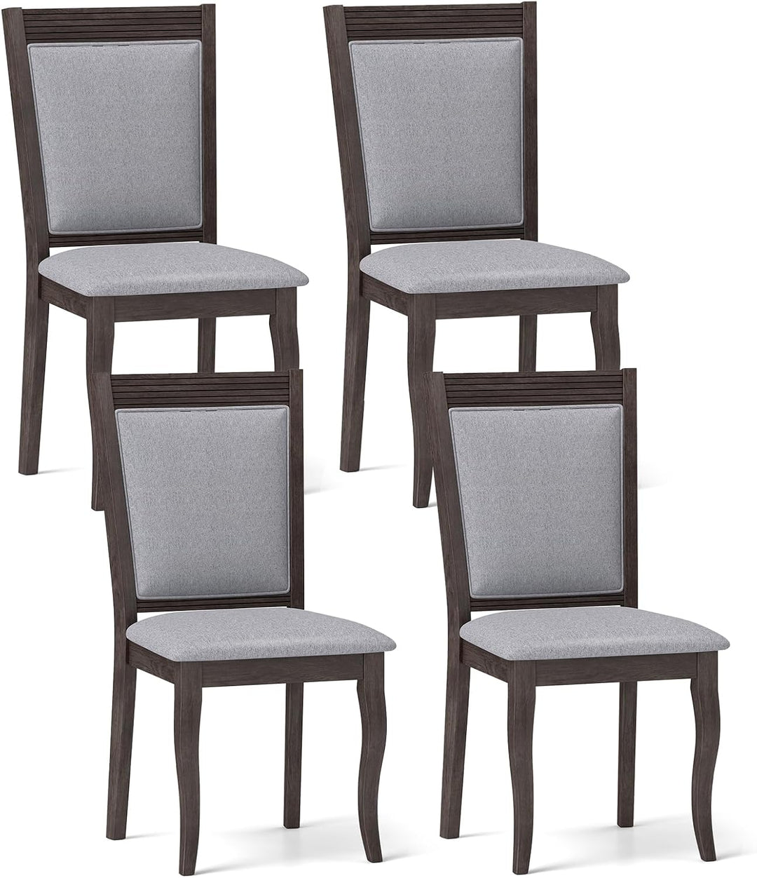 Giantex Wood Dining Chairs Set of 2/4, Farmhouse Upholstered Kitchen Chairs w/Rubber Wood Frame