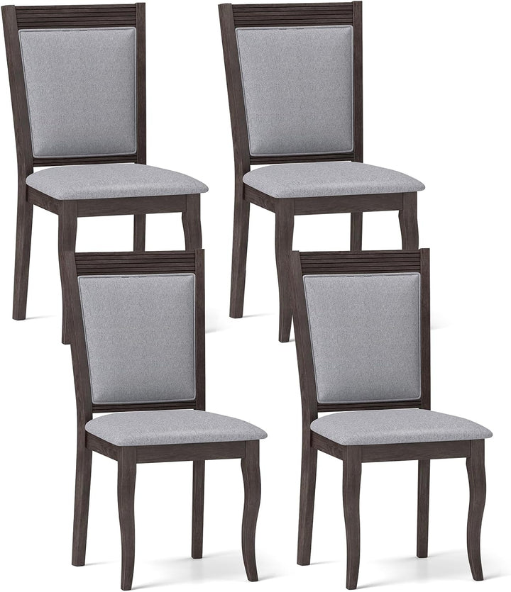Giantex Wood Dining Chairs Set of 2/4, Farmhouse Upholstered Kitchen Chairs w/Rubber Wood Frame