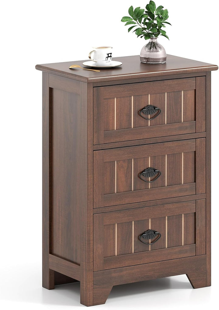 Giantex Nightstand with 3 Drawers, Bedside Table