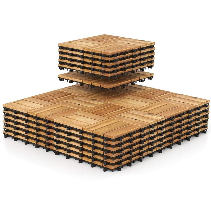Giantex 30 PCS Acacia Wood Interlocking Patio Deck Tiles