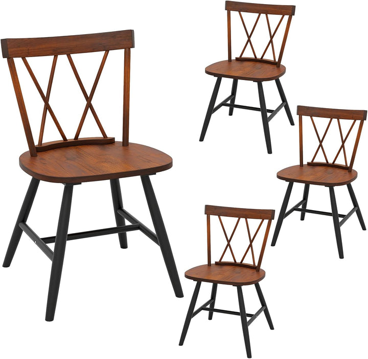 Giantex Wooden Dining Chairs Set of 2/4, Farmhouse Windsor Kitchen Chairs w/Cross Back, Wide Seat