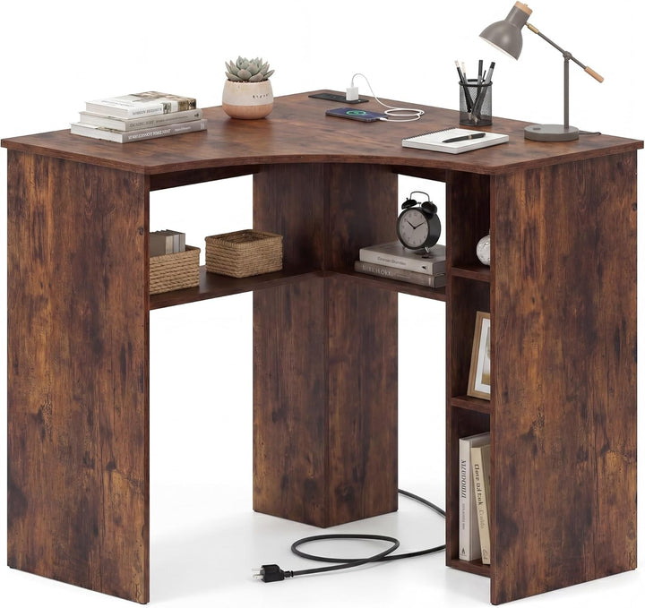 Giantex Triangle Computer Desk with Charging Station