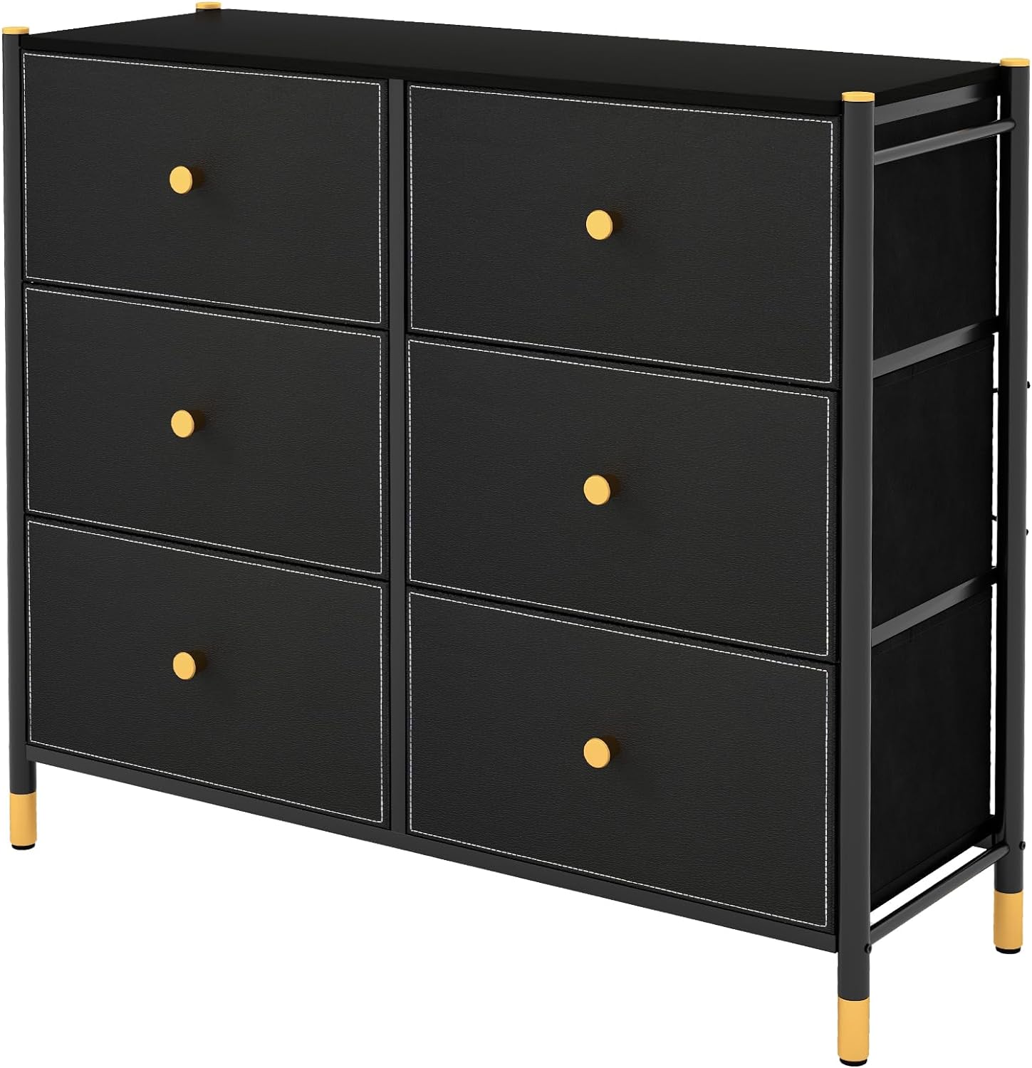 Giantex Dresser for Bedroom with 5 Storage Drawers - Fabric Dresser Tower with Metal Frame, Fabric Bins