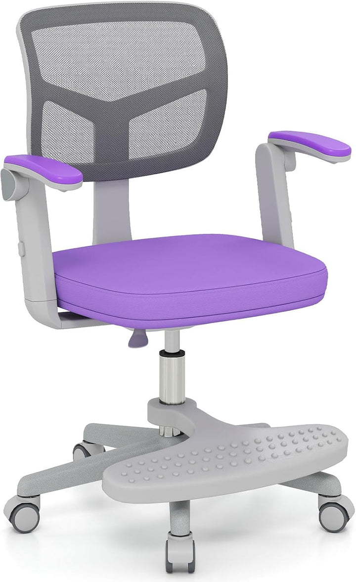 Kids Desk Chair, Ergonomic Adjustable Student Rolling Chair with Footrest & Flip-up Armrest