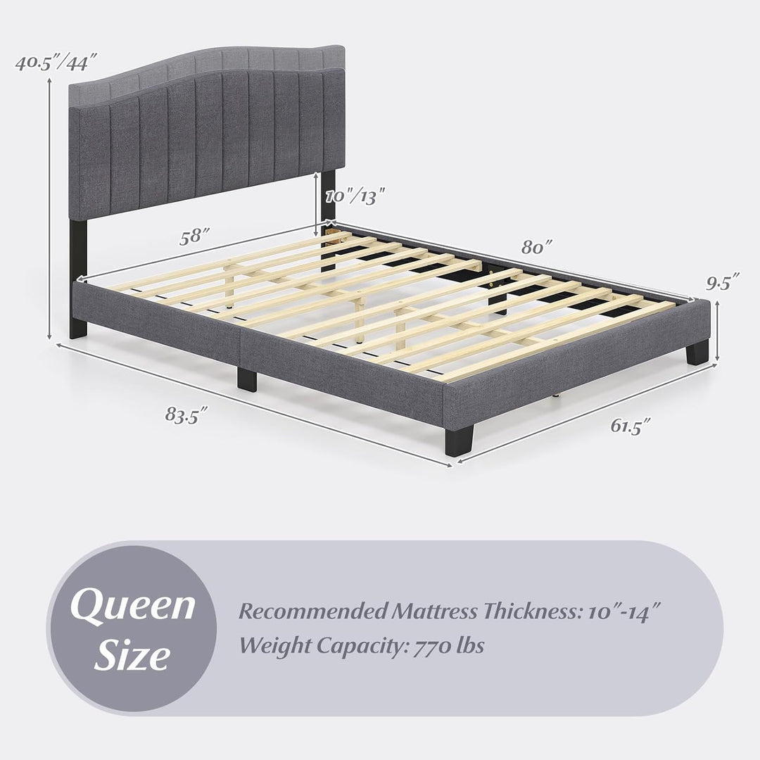 Giantex Queen Bed Framewith Adjustable Arch Tufted Headboard Mattress Foundation