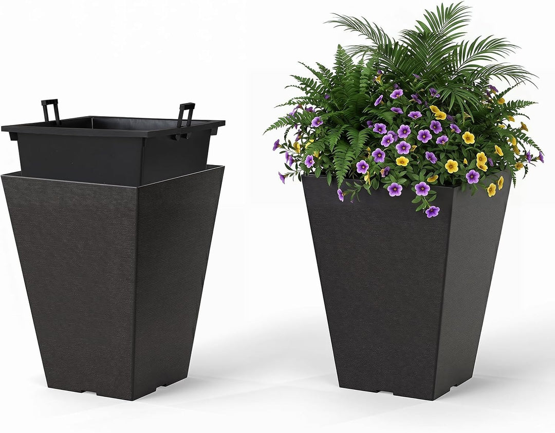 Giantex Self-Watering Flower Pots withith Removable Inner Bucket &amp; Drainage Holes