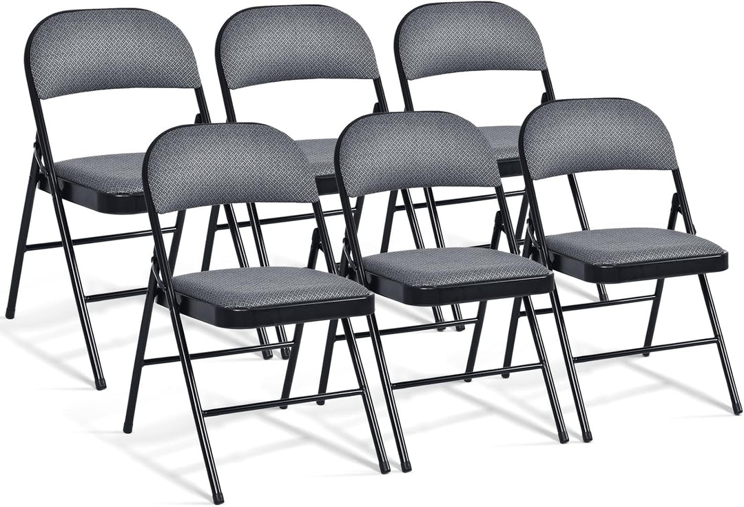 4-Pack Folding Chairs with Metal Frame and Fabric Upholstered Padded Seat