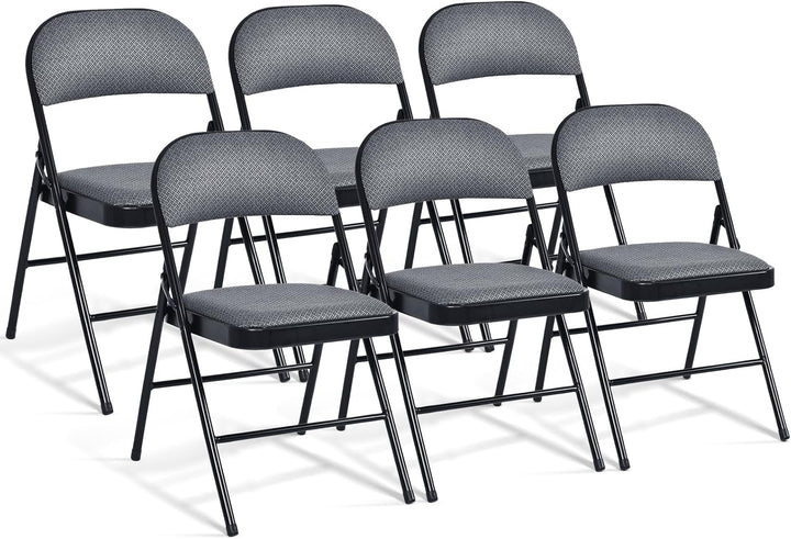 4-Pack Folding Chairs with Metal Frame and Fabric Upholstered Padded Seat