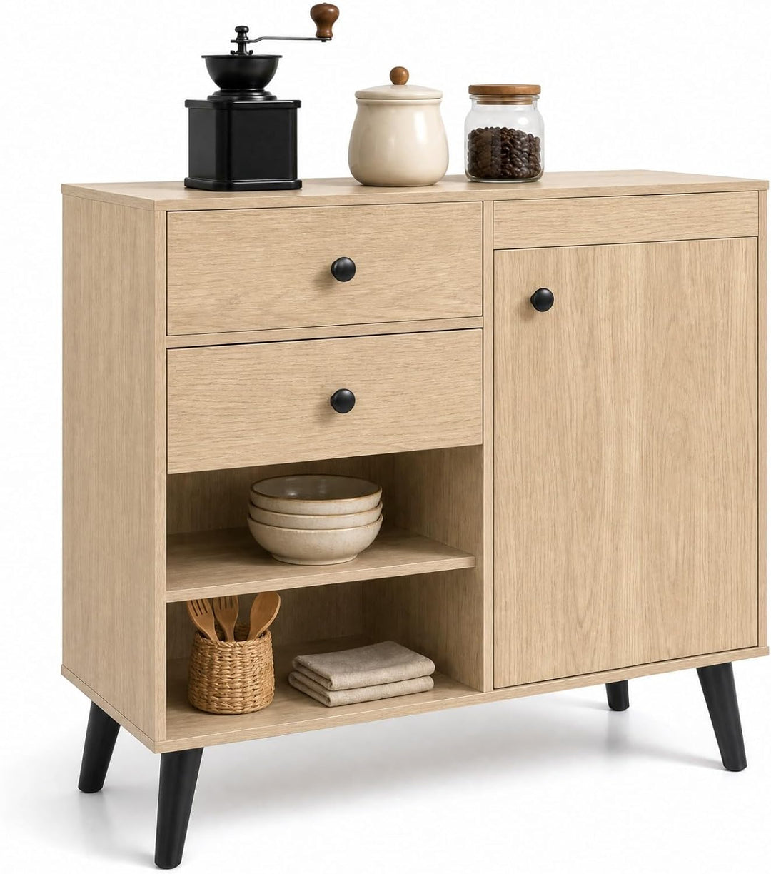 GIANTEX Buffet Cabinet with Storage, 31" Wooden Sideboard Cabinet