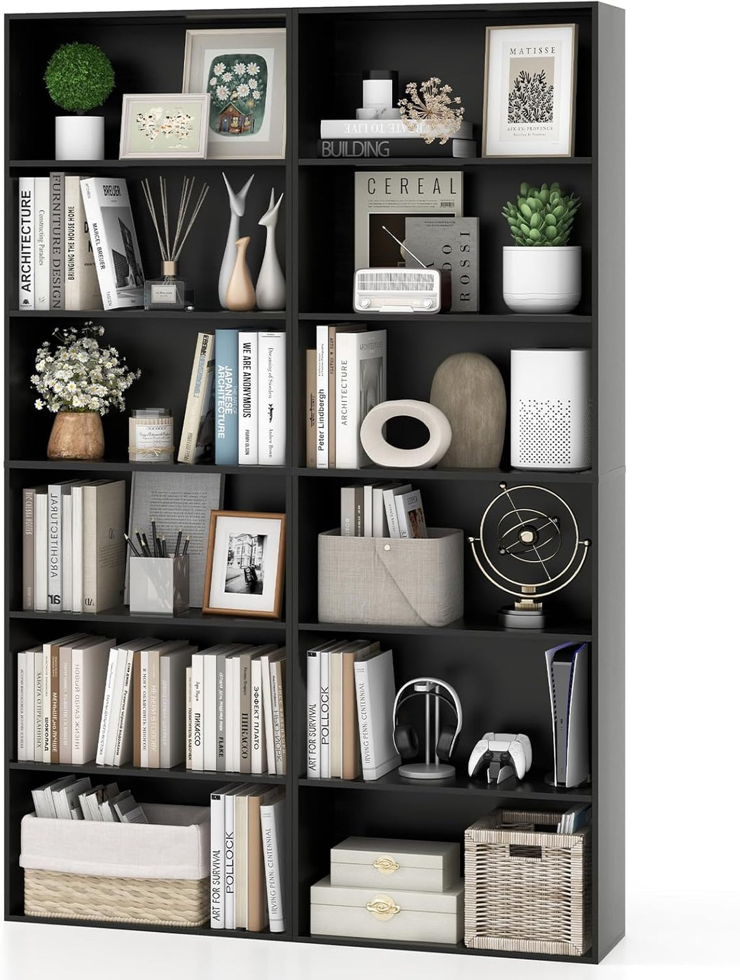 Giantex 6-Tier Bookcase, 70" Tall Wooden Bookshelf, Freestanding Storage Organizer w/Open Shelves