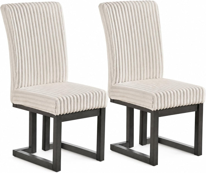 GIANTEX Upholstered Dining Chairs Set of 2, Kitchen Chairs with High Back | Modern Dining Room Chairs with Fabric Channel Back &amp; Seat