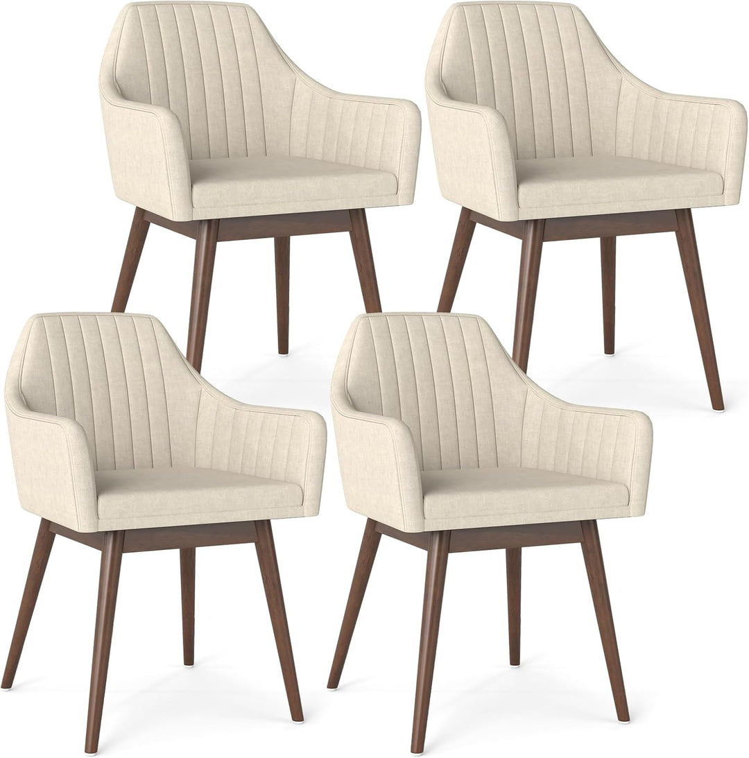 Giantex Upholstered Dining Chairs Set of 2/4 Mid Century Kitchen Chairs with Wrap-Around Backrest