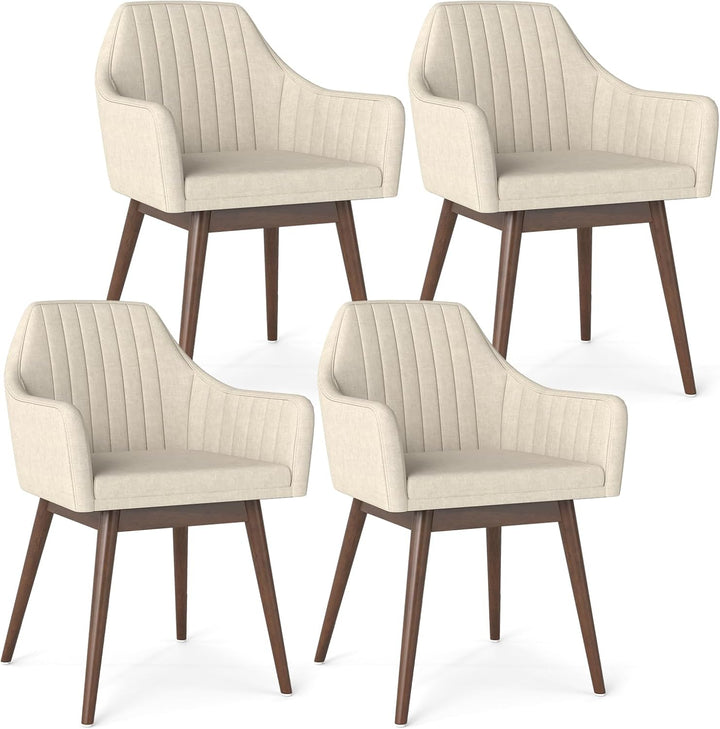Giantex Upholstered Dining Chairs Set of 2/4 Mid Century Kitchen Chairs with Wrap-Around Backrest