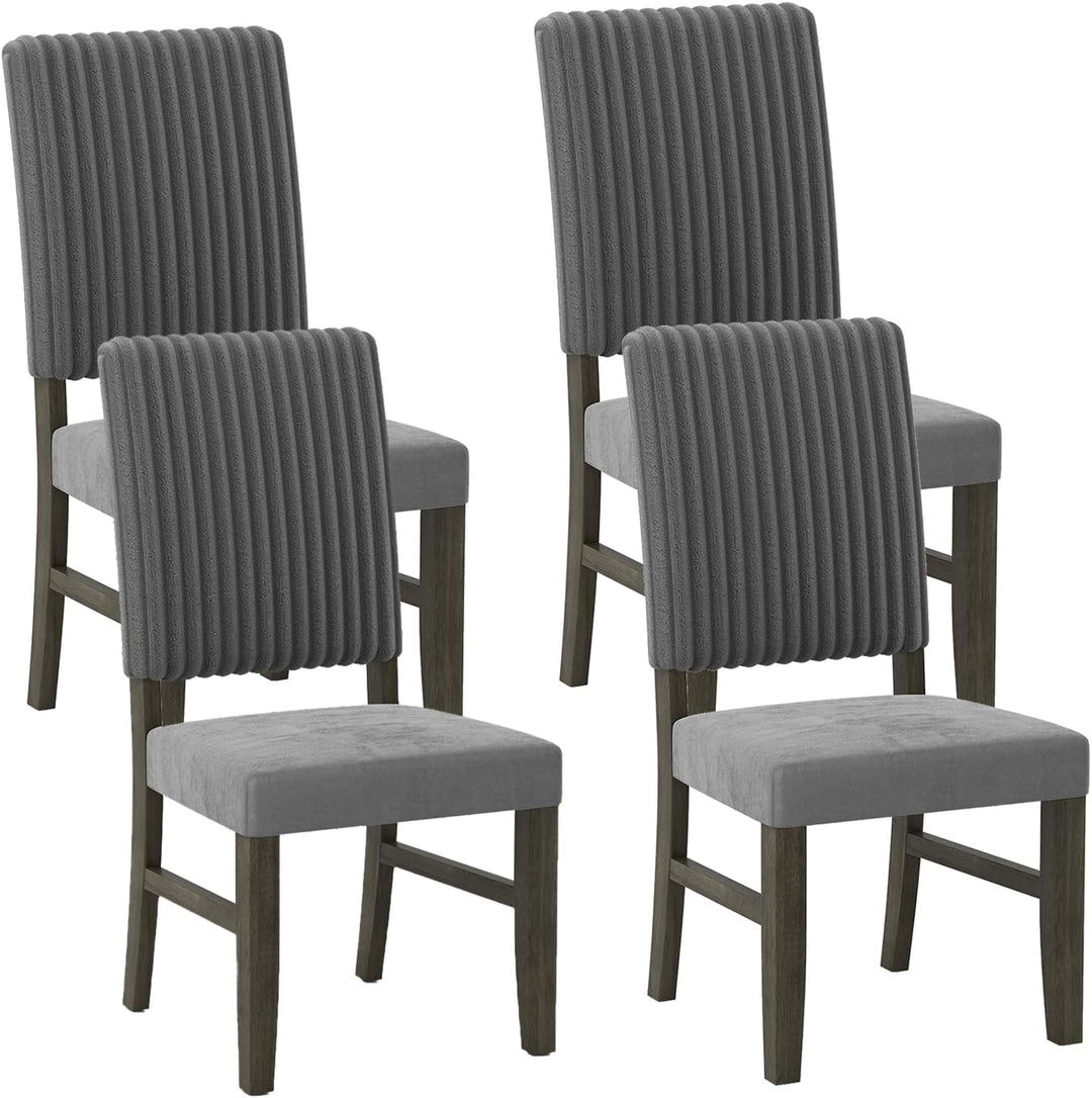 Giantex Dining Chairs Set of 2/4 Mid-Century Velvet Fabric Upholstered Chairs with Rubber Wood Legs Thick Padded Seat