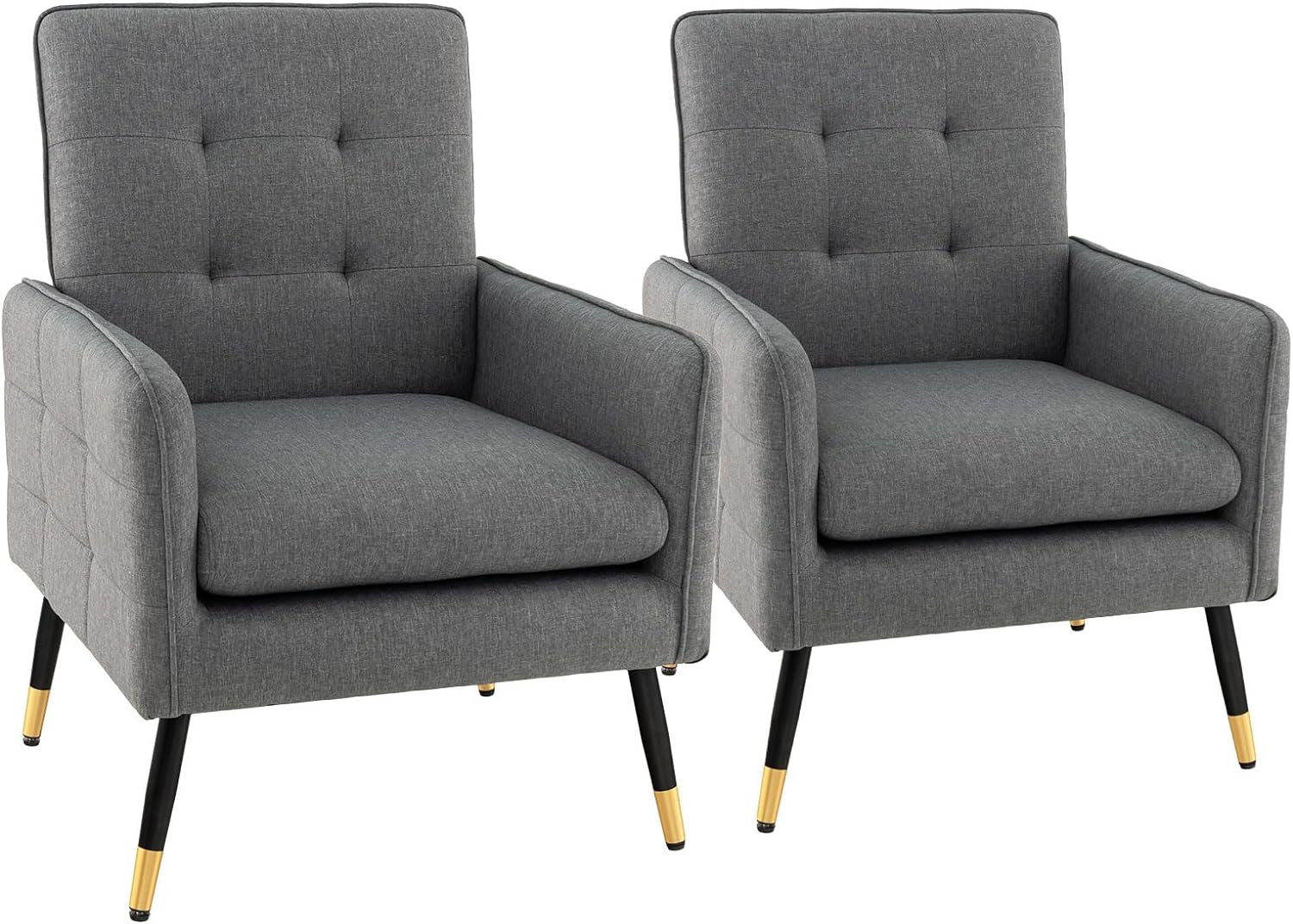 Giantex Modern Mid-Century Accent Chair - Upholstered Armchair with Tufted Back, Metal Legs