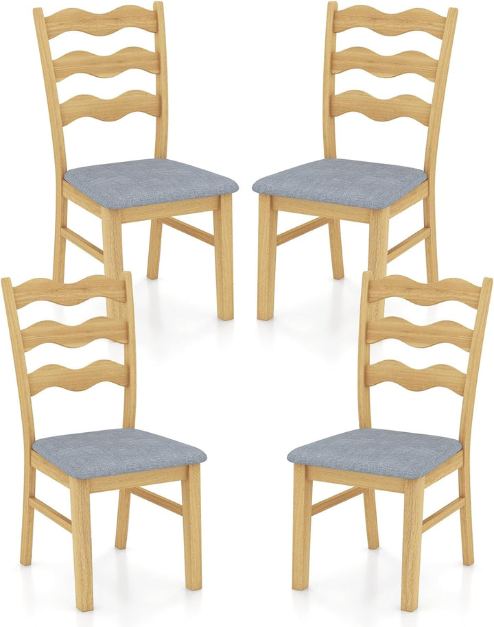 Giantex Wooden Dining Chairs Set of 2/4, Rubber Wood Kitchen Chair with Padded Seat & Hollowed Backrest