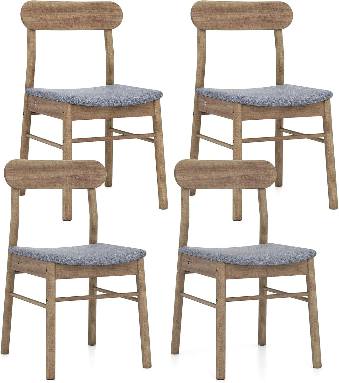 Giantex Fabric Upholstered Kitchen Chairs with Rubber Wood Frame and Padded Curved Seat