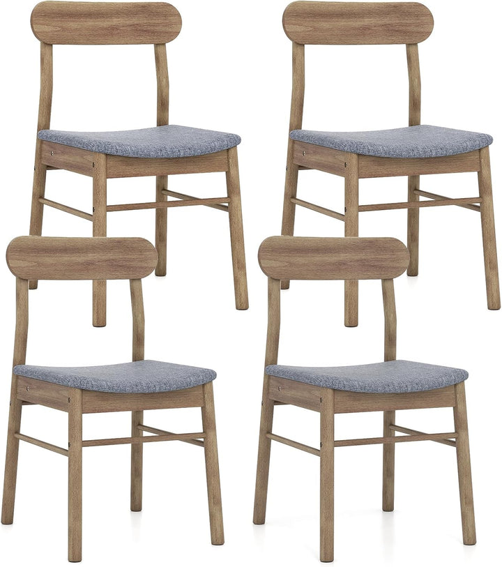 Giantex Fabric Upholstered Kitchen Chairs with Rubber Wood Frame and Padded Curved Seat