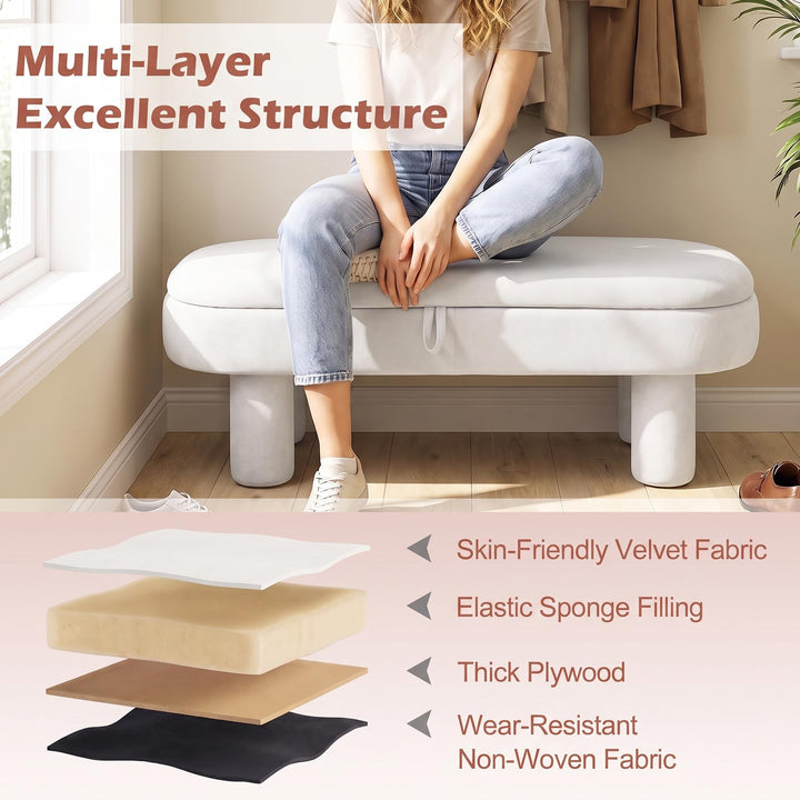 GIANTEX 41" Oval Ottoman with Storage and Upholstered Seat