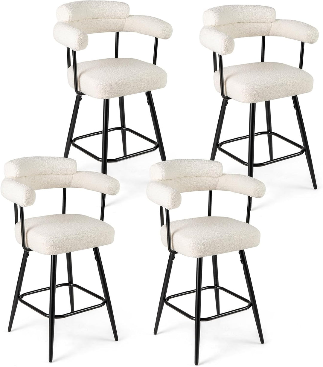 Giantex Swivel Bar Stool Set of 2/4 Counter Height Chairs with Curved Back and Arms