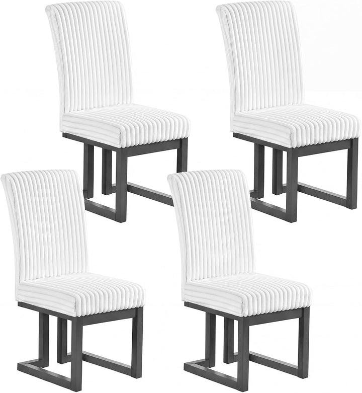 GIANTEX Upholstered Dining Chairs Set of 2, Kitchen Chairs with High Back | Modern Dining Room Chairs with Fabric Channel Back &amp; Seat