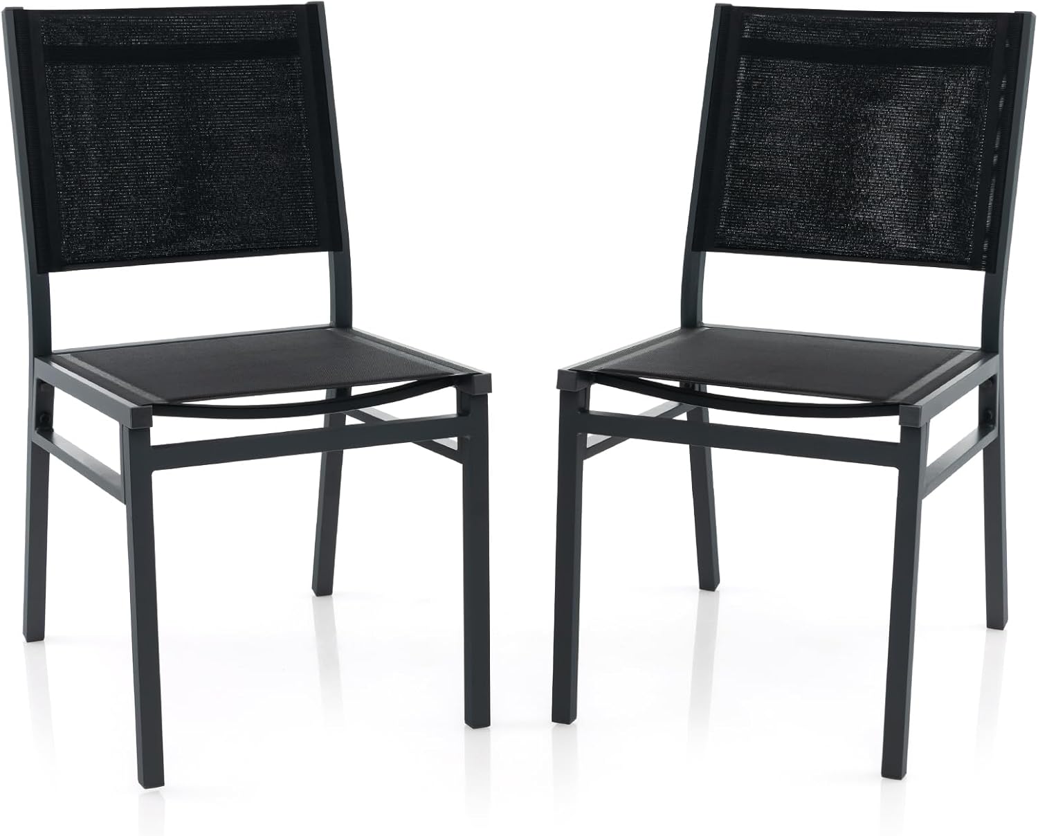 Giantex Outdoor Patio Dining Chair, Armless Dining Chair with Breathable Fabric Seat & Backrest