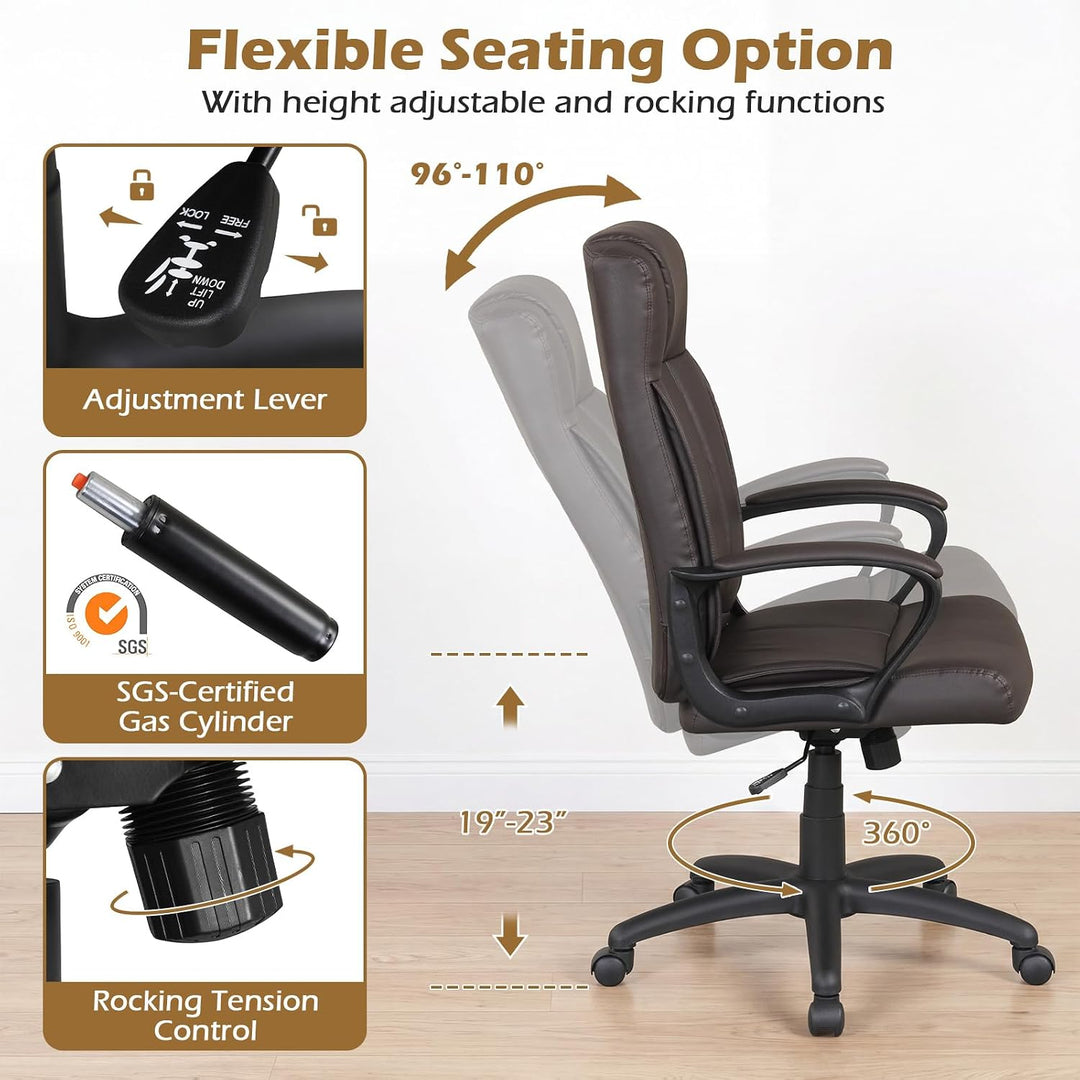 Giantex Faux Leather Office Chair Computer Desk Chair with Rocking Function