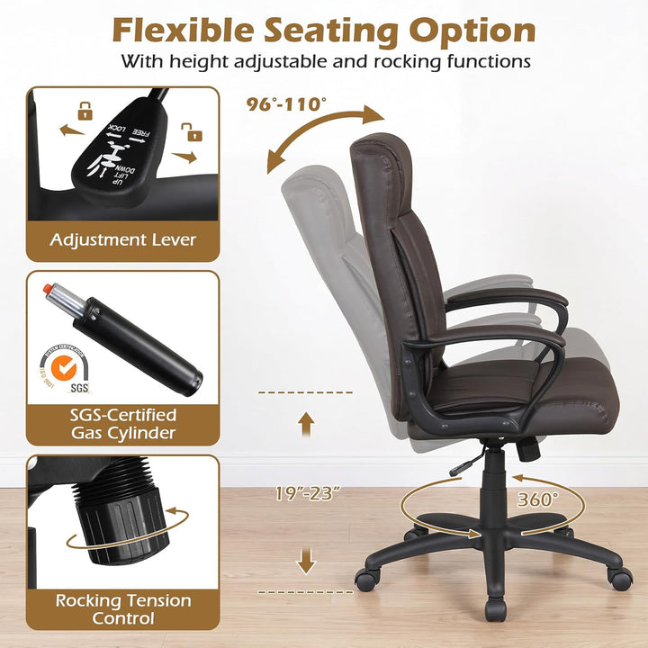Giantex Faux Leather Office Chair Computer Desk Chair with Rocking Function