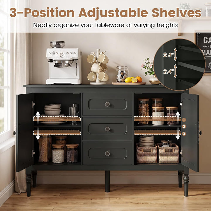 GIANTEX 47" Buffet Cabinet with Storage  3-Drawer Sideboard Cabinet