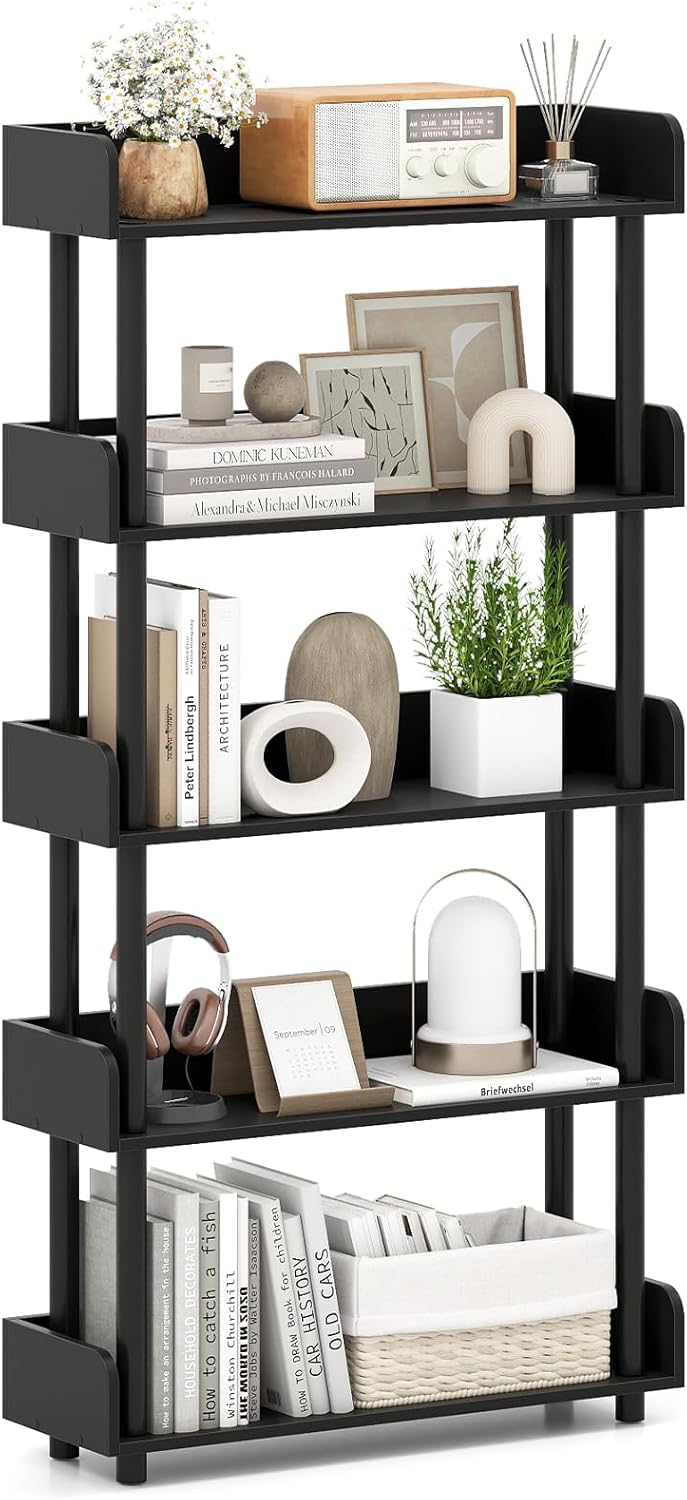 Giantex 5-Tier Bookshelf with Anti-Tipping Kit & Open Storage Organizer for Living Room Bedroom