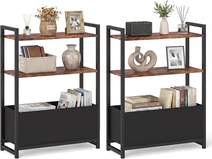 GIANTEX 8" Narrow End Table with Fabric Drawer &amp; 2 Shelves