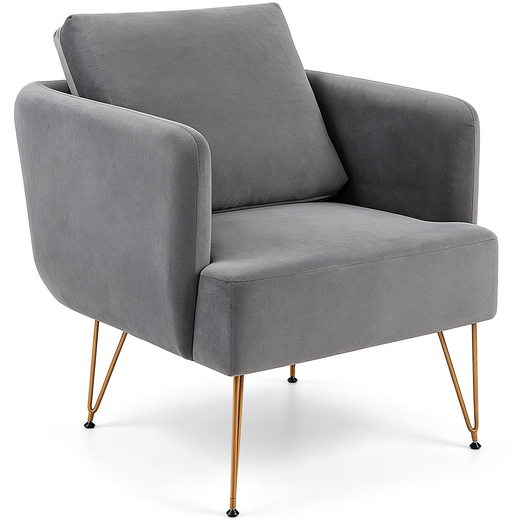 GIANTEX Modern Upholstered Arm Chair w/Golden Metal Legs &amp; Back Cushion (1/2)