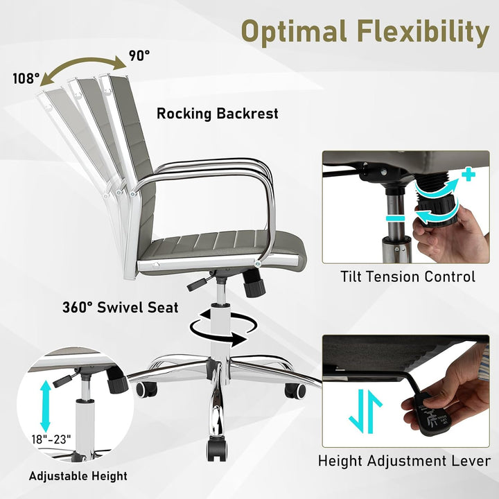 Giantex Leather Office Chair,Ergonomic Computer Desk Chair