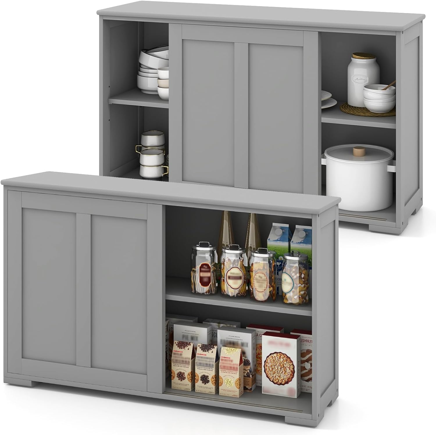 Giantex Buffet Cabinet with Storage, Coffee Bar Wine Cabinet, Farmhouse Sideboard w/Sliding Door