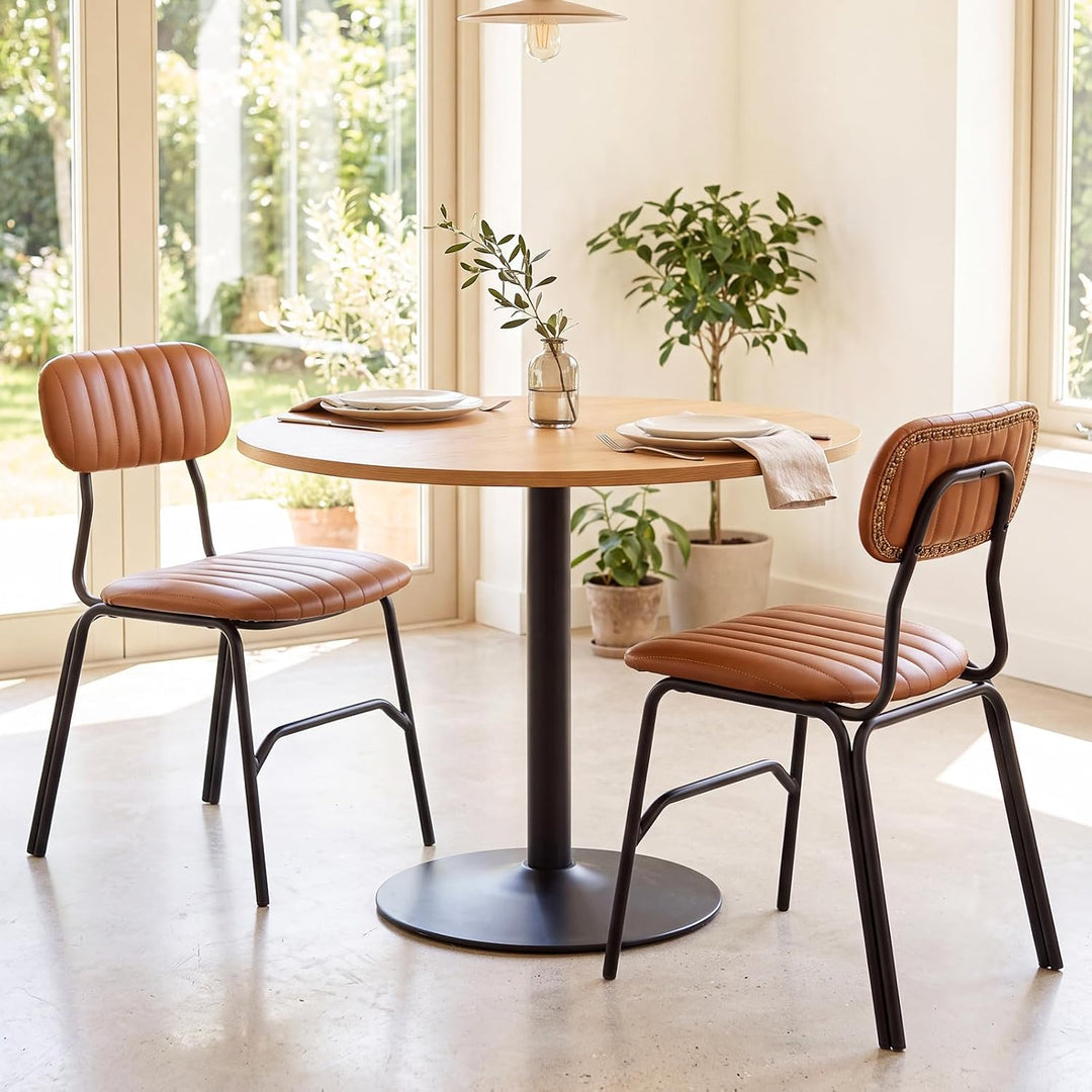 GIANTEX Metal Dining Chairs PU Leather Upholstered Kitchen Chairs | Modern Dining Room Chair w