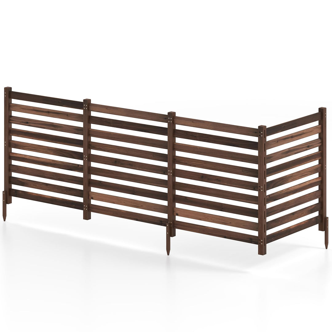 GIANTEX 42" No-Dig Slatted Outdoor Wood Privacy Screen (2/3/4)