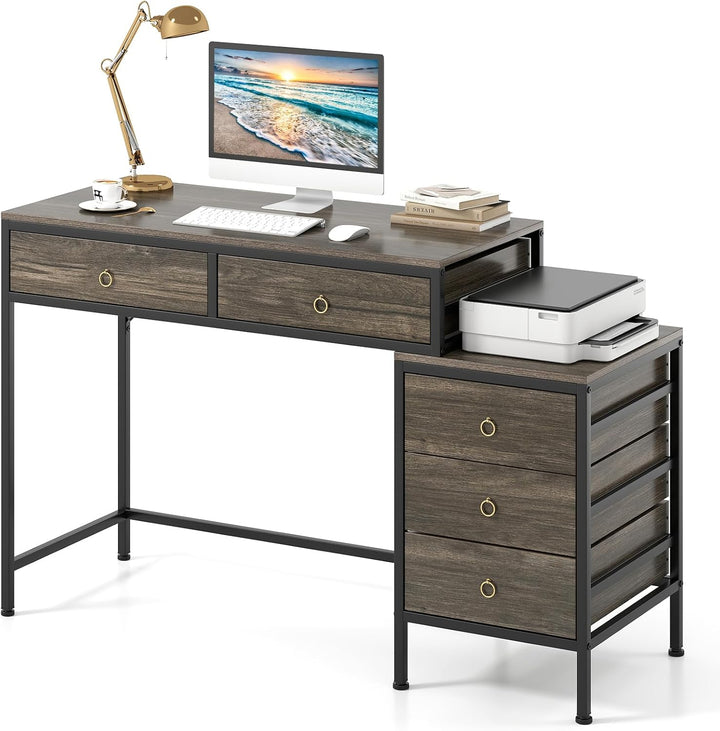 Giantex 51" Home Office Computer Desk w/ 5 Drawers