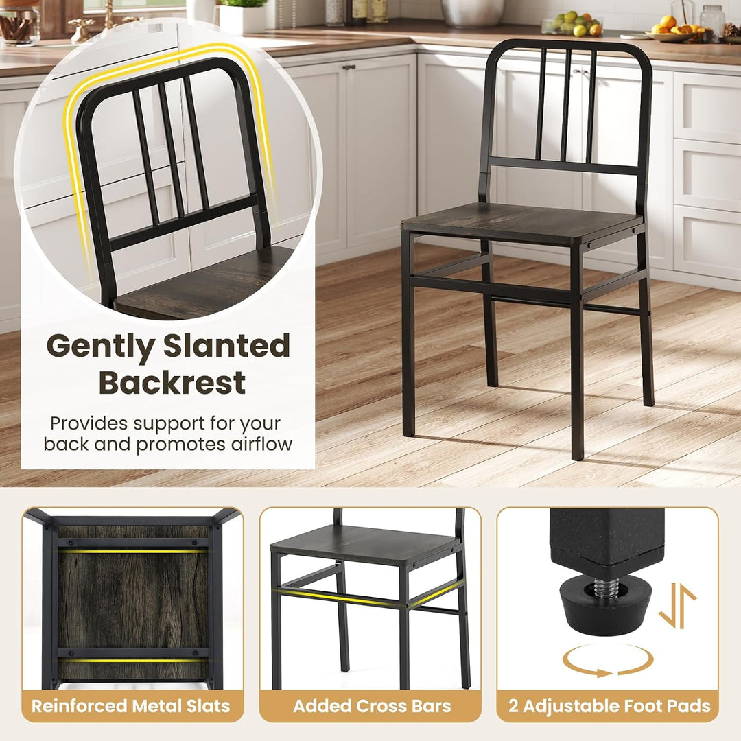 GIANTEX Metal Dining Chairs Set of 4 &amp; Modern Kitchen Chairs