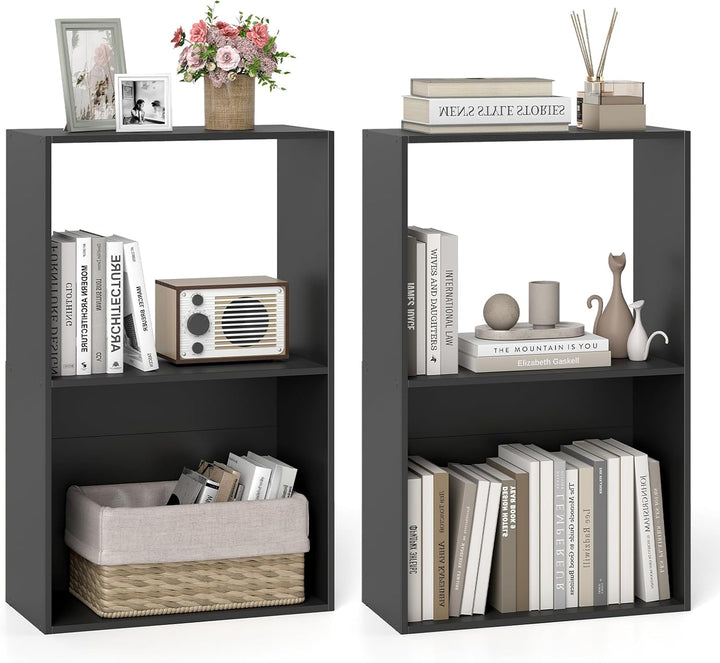 Giantex 3-Tier Bookshelf | 2-Cube Bookcase w/Open Storage Compartment (1/2)