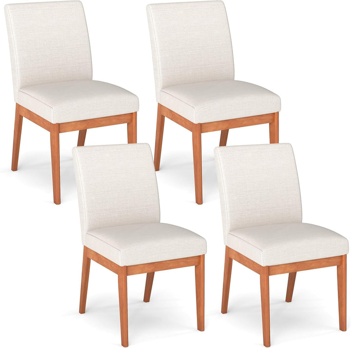 Giantex Upholstered Dining Chairs Set of 2 or 4 Kitchen Armless Side Chair w/Rubber Wood Legs