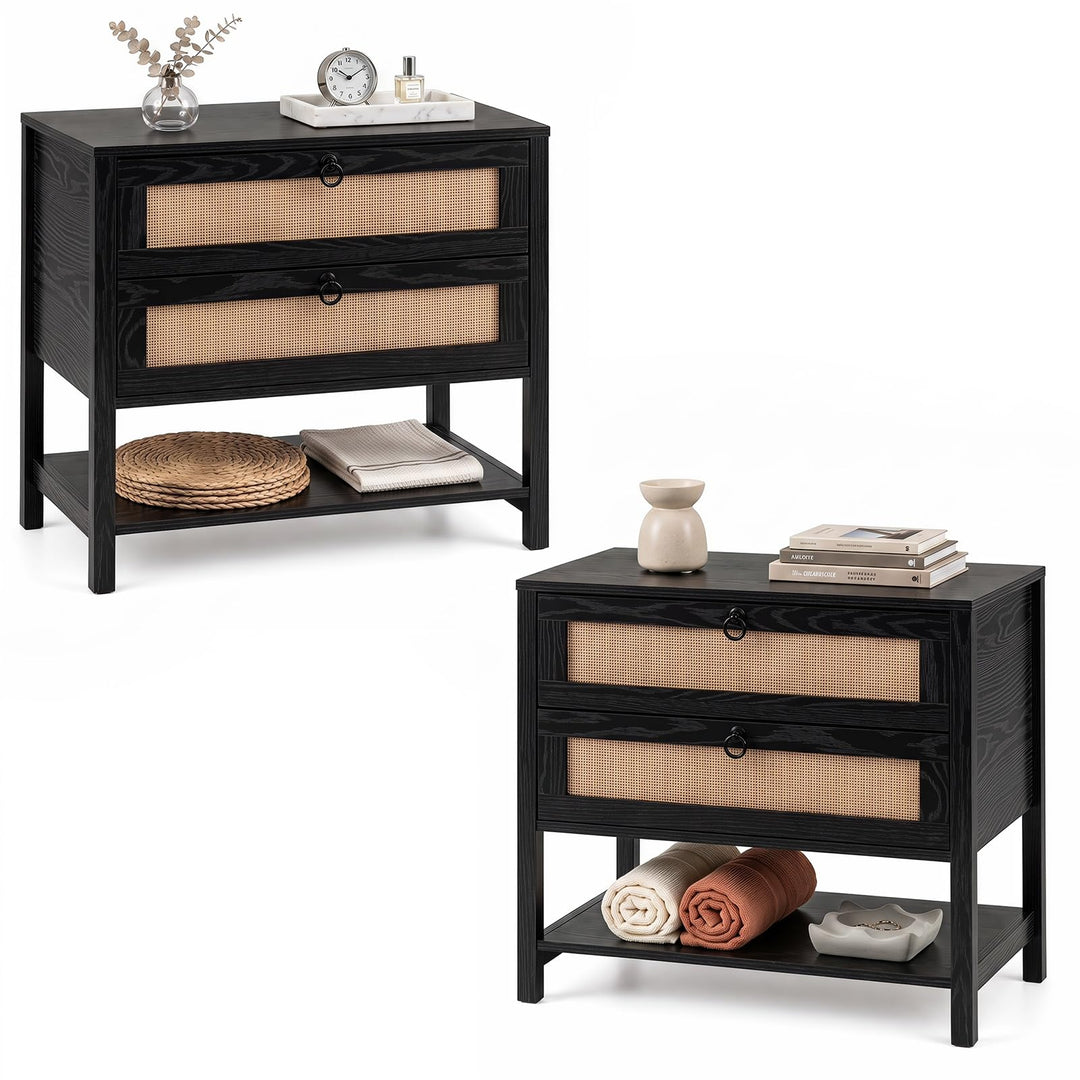 GIANTEX 27" Wide Rattan Nightstand with 2 Drawers (1/2)