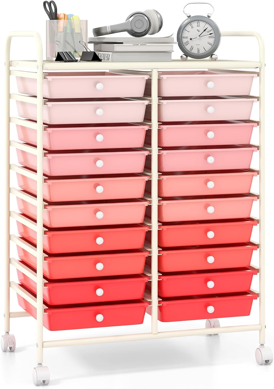 Giantex Storage Drawer Carts, 20-Drawer Organizer, Utility Cart on Wheels