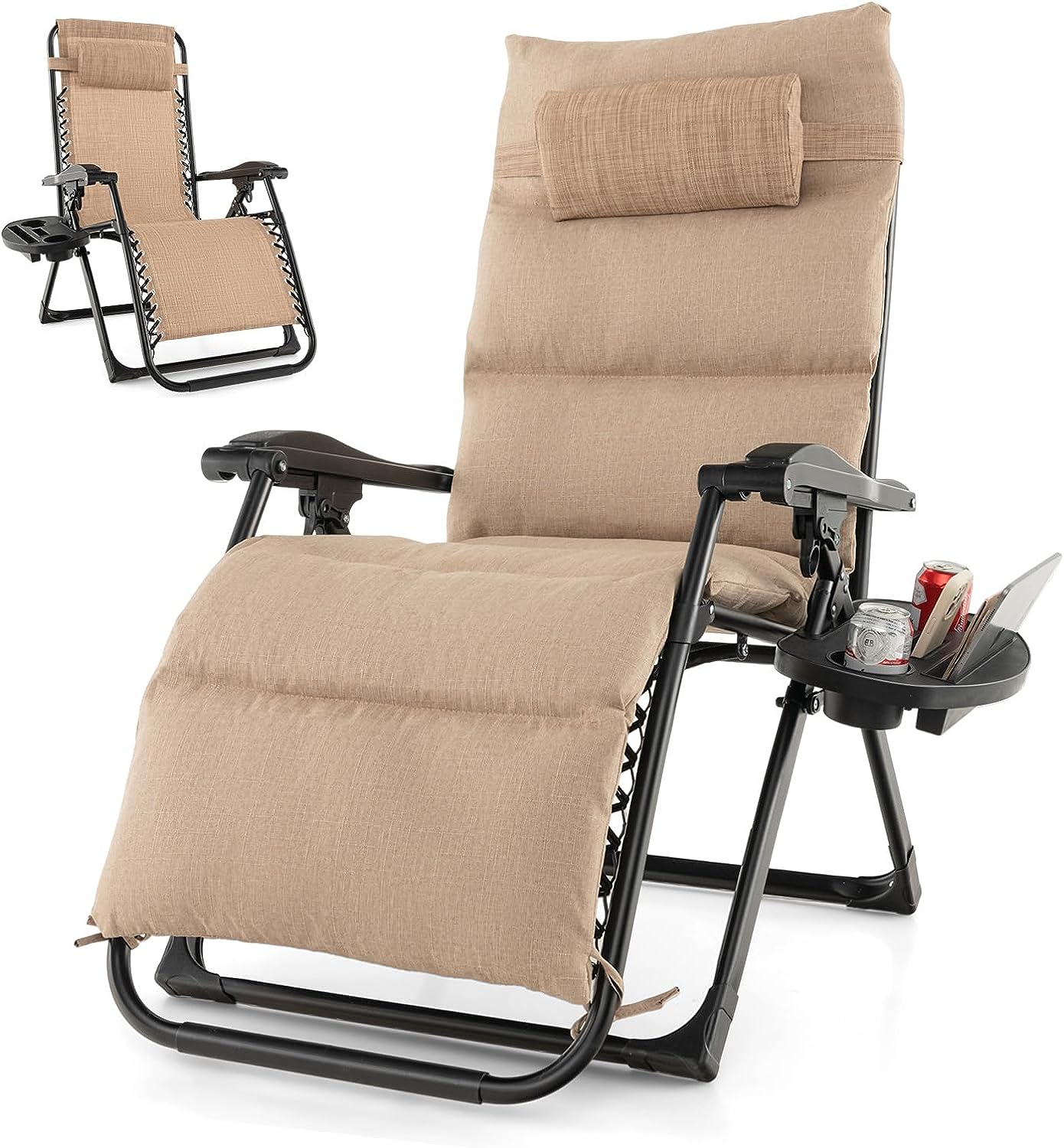 Giantex Zero Gravity Chair with Patio Cushions, Adjustable Folding Reclining Lounge Chair