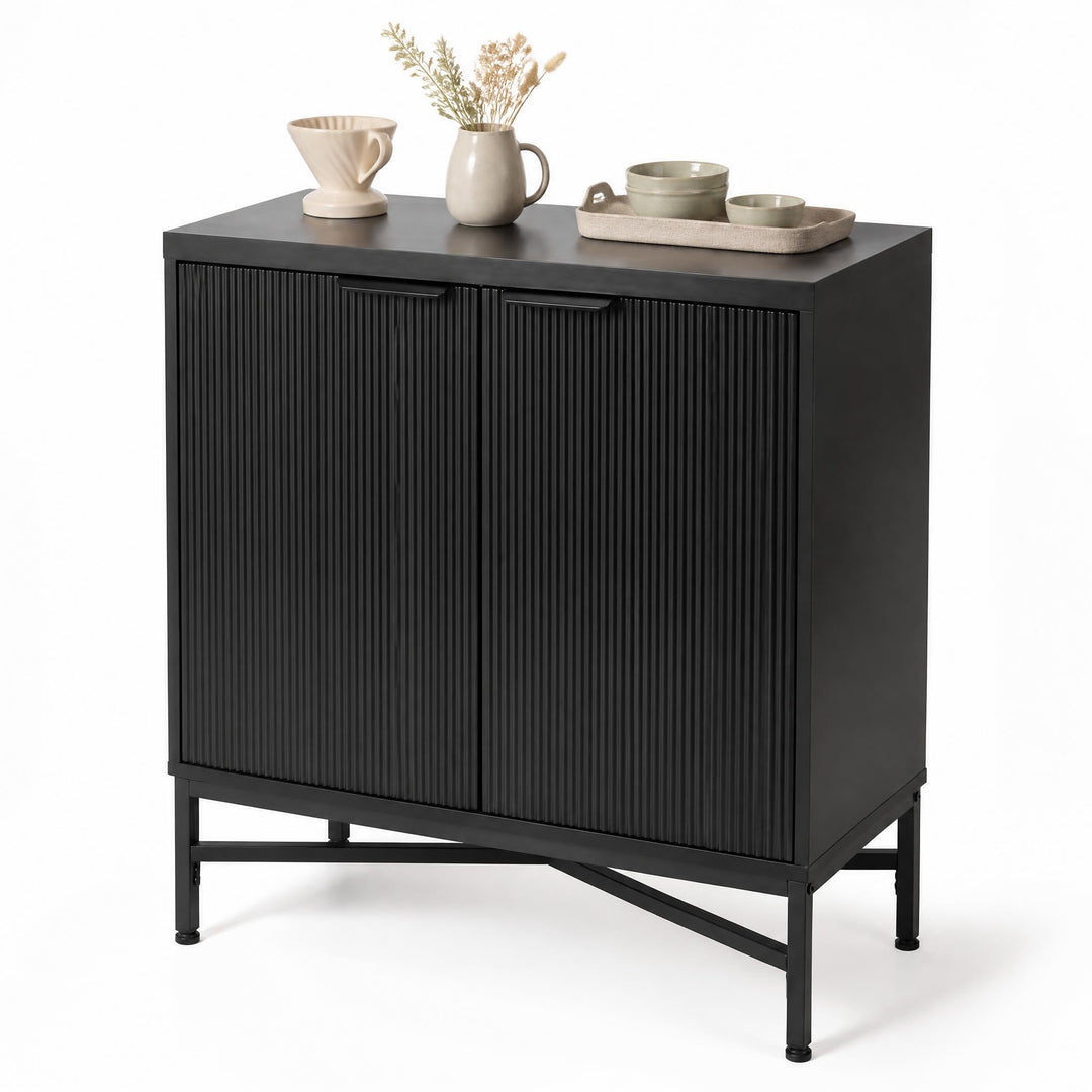 GIANTEX Fluted Storage Cabinet with 2 Doors and Adjustable Shelf