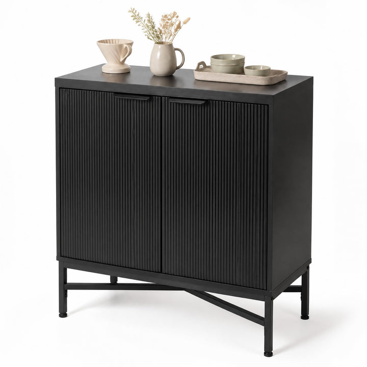 GIANTEX Fluted Storage Cabinet with 2 Doors and Adjustable Shelf