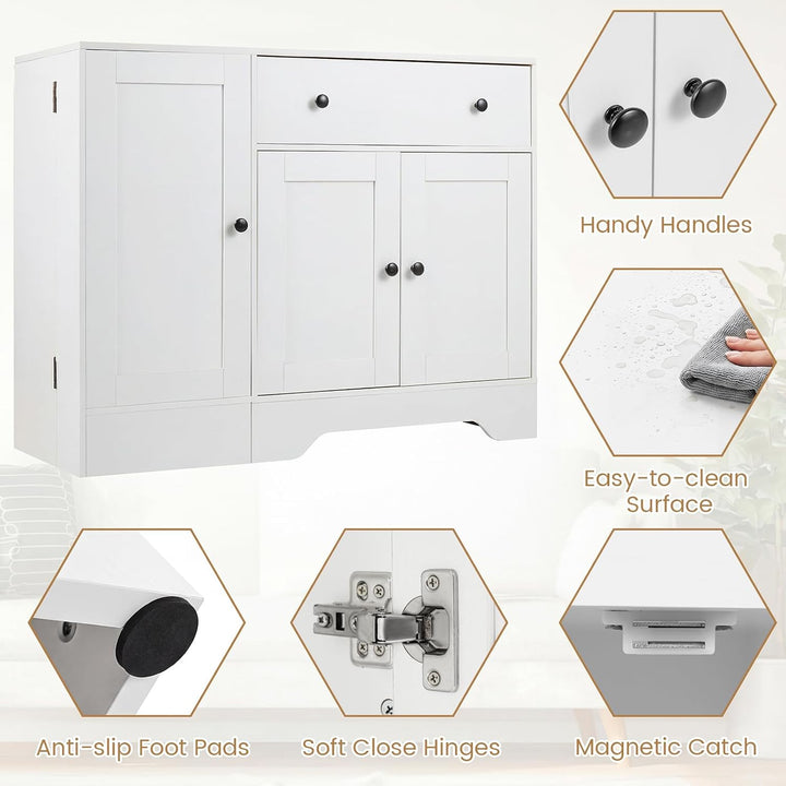 GIANTEX 41.5" Sideboard Buffet Cabinet with 3 Doors Drawer &amp; Storage Shelf