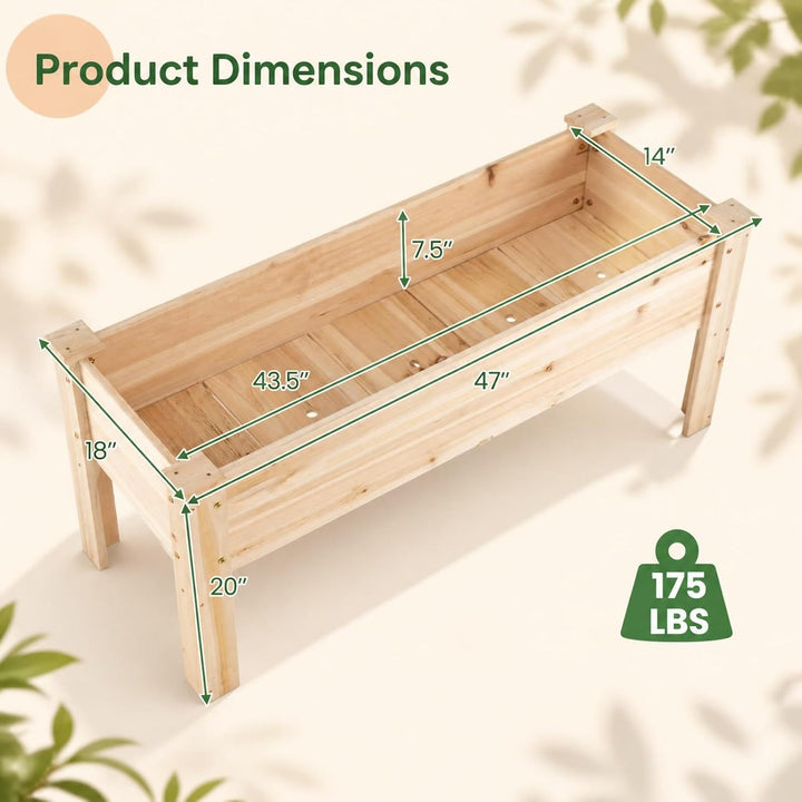 GIANTEX 47" Raised Garden Bed with Legs Elevated Fir Wood Planter