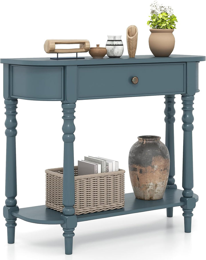 Giantex 36" Wooden Entryway Table with Storage Drawer & Open Shelf