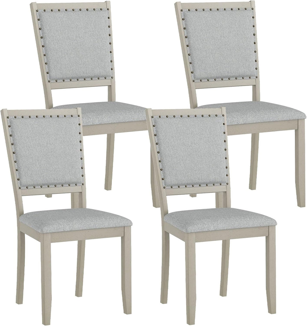 Giantex Dining Chairs Set of 2/4 Fabric Upholstered Kitchen Chairs w/Padded Seat & Back Cushions