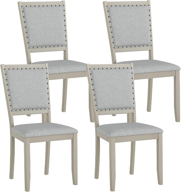 Giantex Dining Chairs Set of 2/4 Fabric Upholstered Kitchen Chairs w/Padded Seat & Back Cushions